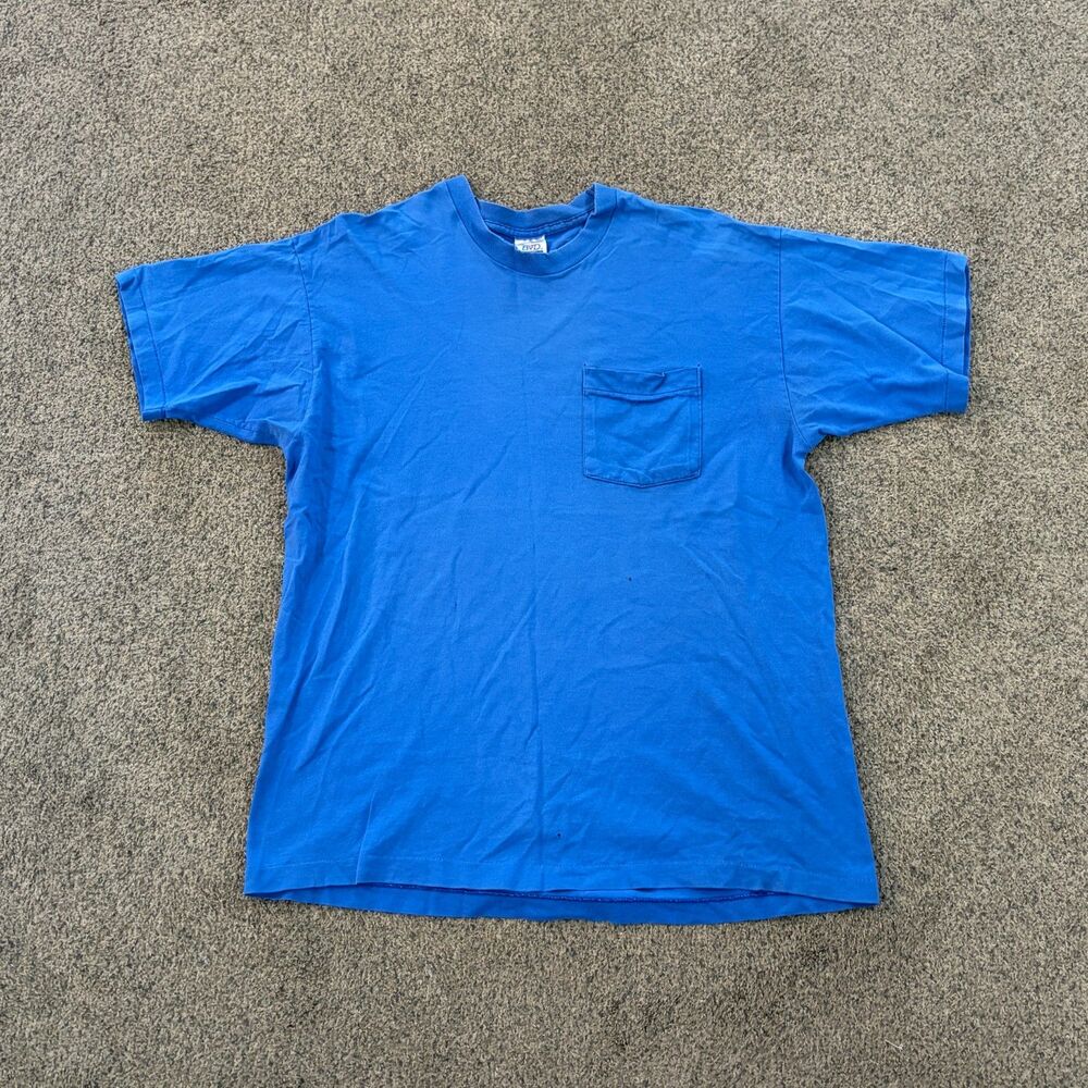 Vintage 90s BVD Selvedge Pocket T-Shirt Sz XL Blank Faded Single Stitch USA Made